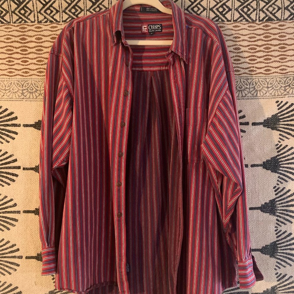 Vintage 90s Chaps Ralph Lauren Striped Button-Up Shirt Men's Size XL